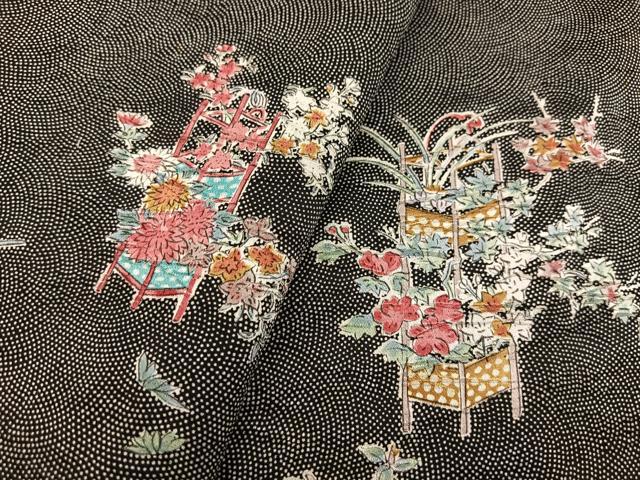 平和屋着物■上質な小紋 飾花文 黒地 正絹 逸品 未使用 BAAX3640yc