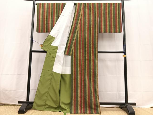平和屋着物■上質な紬 縞 正絹 逸品 BAAX3642yc