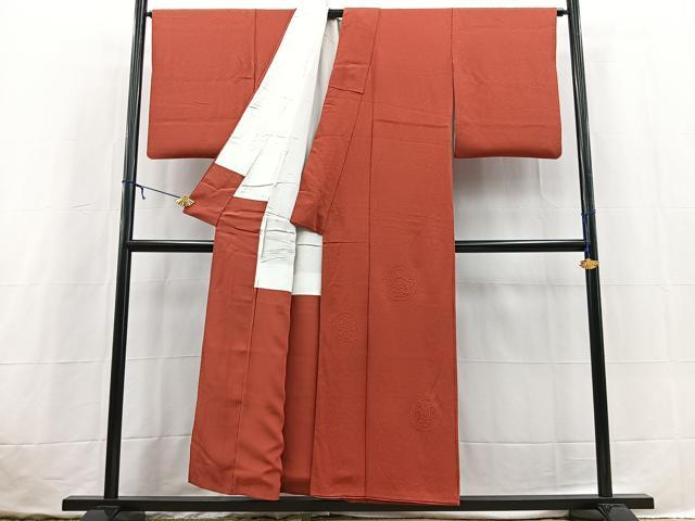 平和屋着物■豪華色留袖 色無地 総刺繍 赤丹色 正絹 逸品 BAAX3643yc