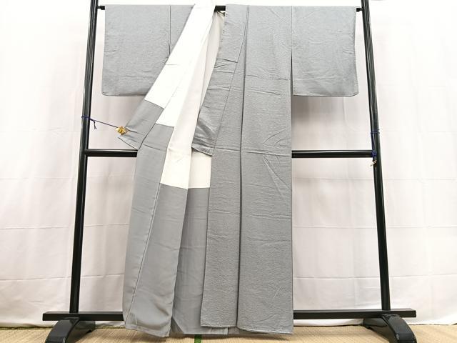 平和屋着物●上質な色無地 本貝紫染 小花地紋 薄墨色 正絹 逸品 BAAX3655yc