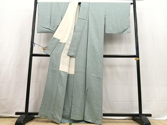 平和屋着物●上質な色無地 草花地紋 千草鼠色 正絹 逸品 BAAX3663yc