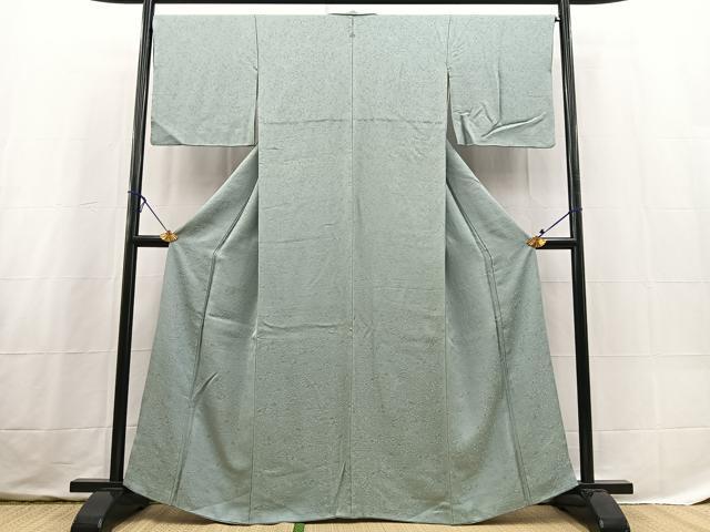 平和屋着物●上質な色無地 草花地紋 千草鼠色 正絹 逸品 BAAX3663yc