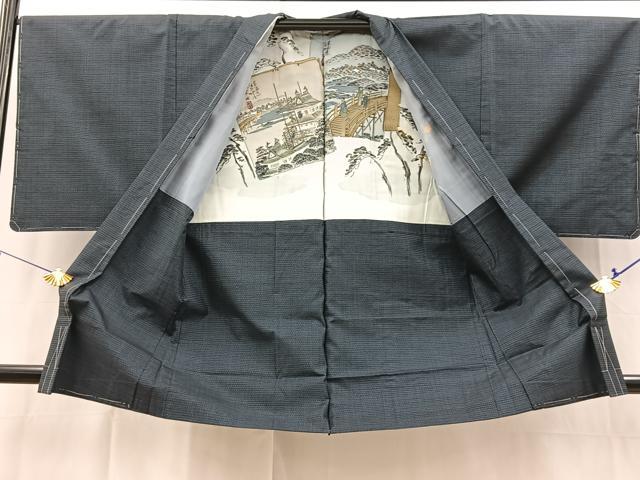 平和屋着物■男性 本場大島紬 アンサンブル 長羽織 100亀甲 総詰め 正絹 逸品 BAAX3673yc