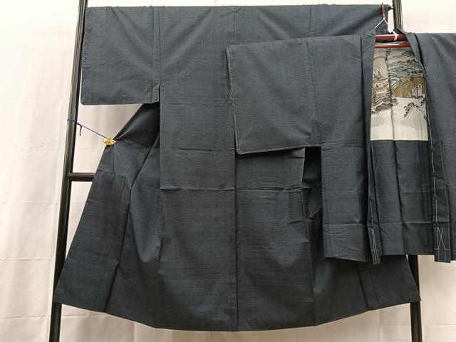 平和屋着物■男性 本場大島紬 アンサンブル 長羽織 100亀甲 総詰め 正絹 逸品 BAAX3673yc