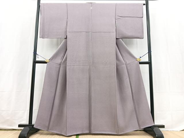 平和屋着物●上質な色無地 草葉地紋 葡萄鼠色 正絹 逸品 BAAX3683yc