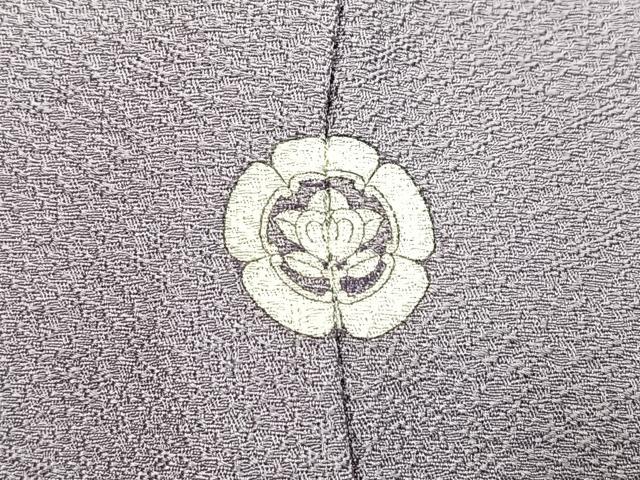 平和屋着物●上質な色無地 草葉地紋 葡萄鼠色 正絹 逸品 BAAX3683yc