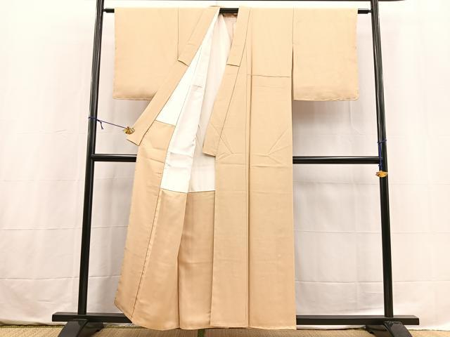 平和屋着物■上質な色無地 紗綾形地紋 肌色 正絹 逸品 未使用 BAAX3684yc