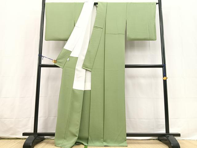 平和屋着物●上質な色無地 老竹色 正絹 逸品 BAAX3691yc