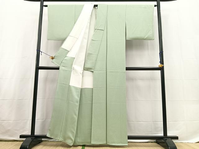平和屋着物■上質な色無地 紗綾形地紋 柳鼠色 正絹 逸品 BAAX3693yc