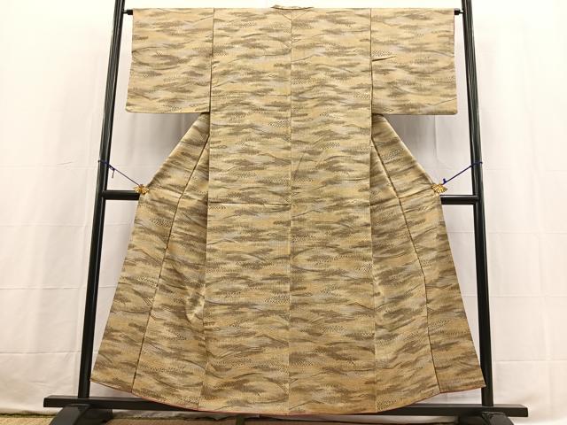 平和屋着物■上質な紬 幾何学文様 正絹 逸品 BAAX3714yc