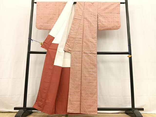 平和屋着物■上質な紬 花織 横段文 正絹 逸品 BAAX3719yc
