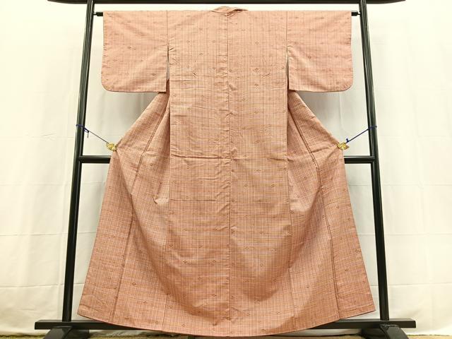 平和屋着物■上質な紬 花織 横段文 正絹 逸品 BAAX3719yc