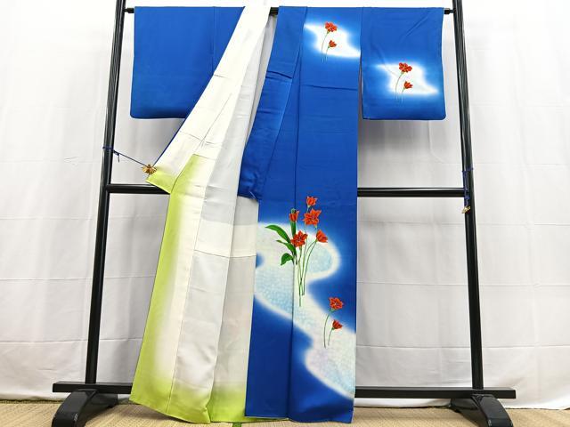 平和屋着物■訪問着 草花文 暈し染め 正絹 逸品 BAAX3721yc