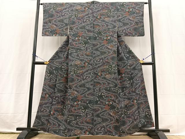 平和屋着物■上質な小紋 草花文 金彩 正絹 逸品 BAAX3724yc
