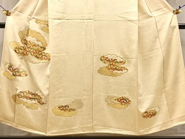 平和屋着物■訪問着 駒刺繍 雲取り青海波文 金彩 正絹 逸品 BAAX3726yc