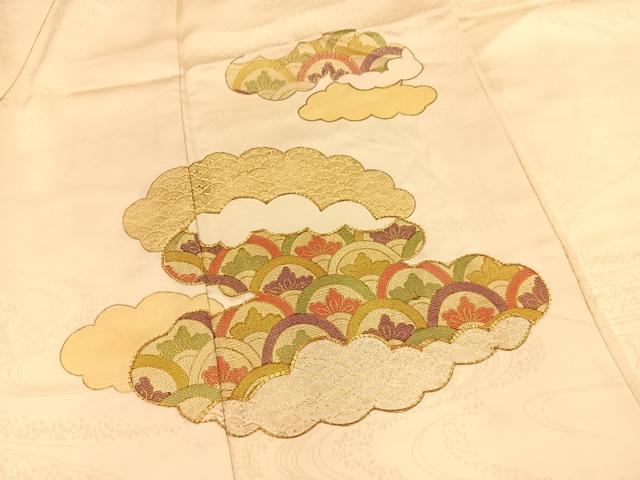 平和屋着物■訪問着 駒刺繍 雲取り青海波文 金彩 正絹 逸品 BAAX3726yc