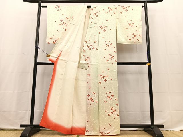平和屋着物■上質な小紋 花弁 暈し染め 正絹 逸品 BAAX3730yc