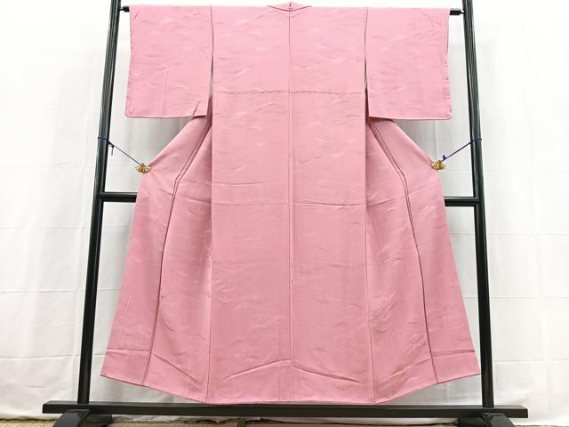 平和屋着物■上質な色無地 笠松地紋 長春色 正絹 逸品 未使用 BAAX3738yc