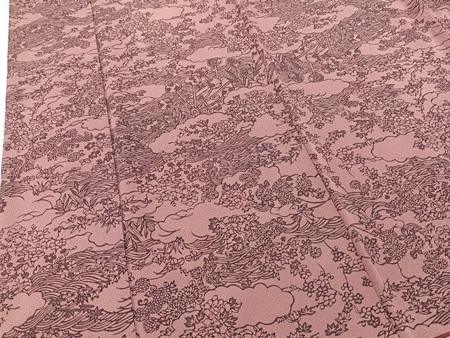 平和屋着物■上質な小紋 型絵染 水車花文 正絹 逸品 BAAX3748yc