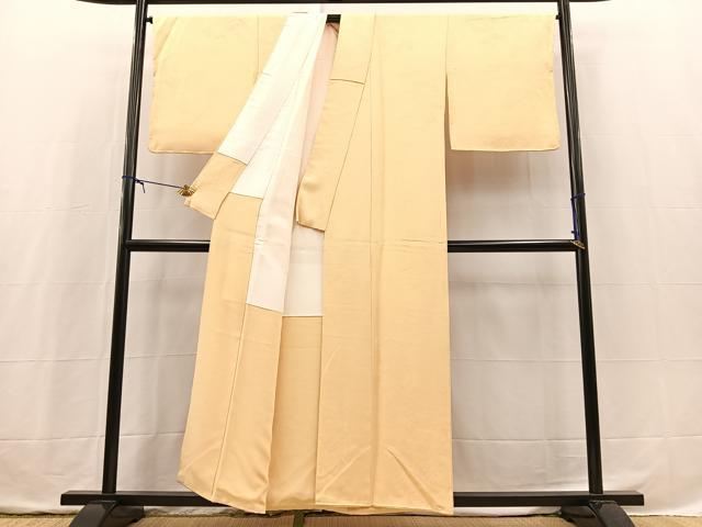平和屋着物■上質な色無地 流水風景地紋 蜂蜜色 正絹 逸品 BAAX3753yc