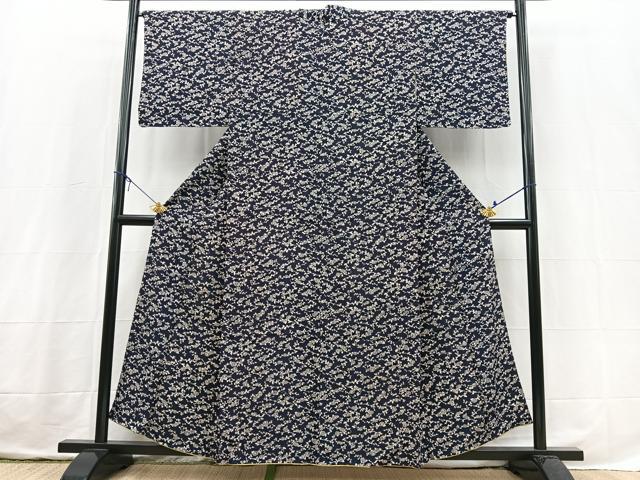 平和屋着物■上質な小紋 型染め 草花文 正絹 逸品 BAAX3760yc