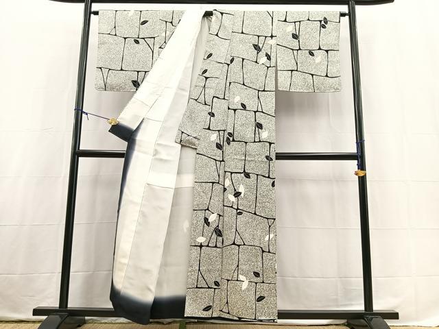 平和屋着物■上質な小紋 石垣草木文 たたき染め 正絹 逸品 BAAX3763yc