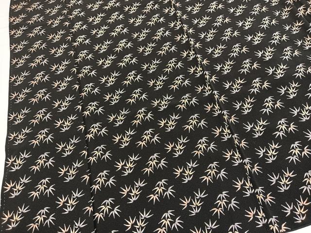 平和屋着物■上質な小紋 笹の葉文 黒地 正絹 逸品 BAAX3767yc