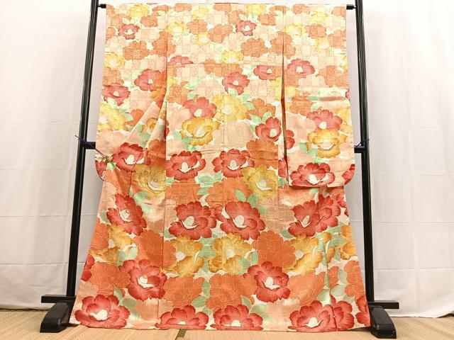 平和屋着物■豪華振袖 駒刺繍 椿文 正絹 逸品 BAAX3776yc