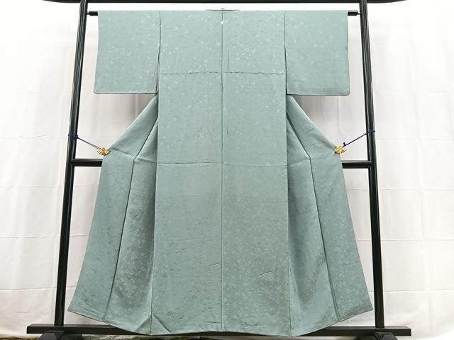 平和屋着物■上質な色無地 舞花地紋 湊鼠色 正絹 逸品 BAAX3777yc