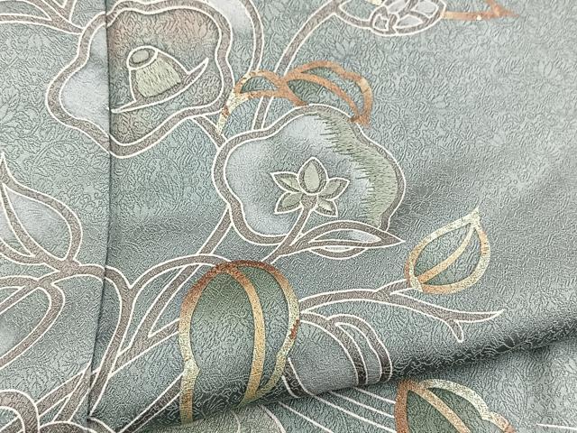 平和屋着物■訪問着 刺繍 椿文 金彩 正絹 逸品 BAAX3785yc