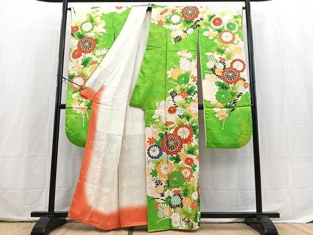 平和屋着物■豪華振袖 駒刺繍 草花文 金彩 正絹 逸品 BAAX3793yc