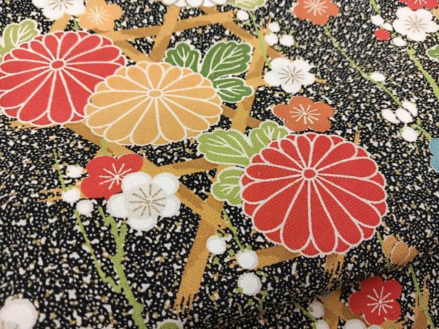 平和屋着物■訪問着 型染め 籠目花文 黒地 金銀彩 正絹 逸品 BAAX3806yc