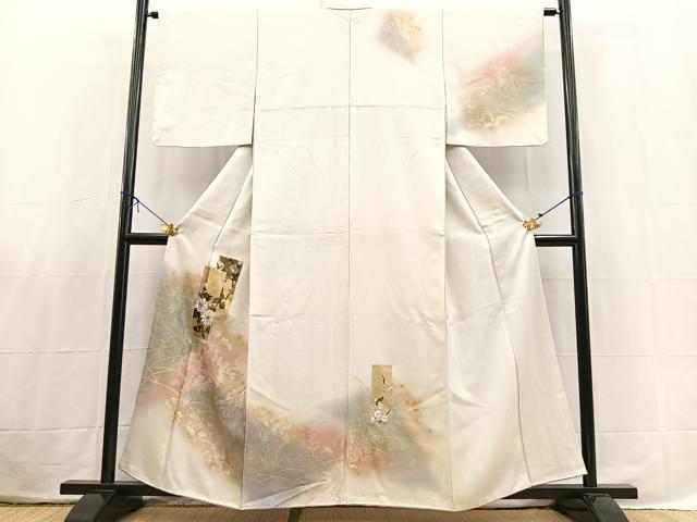 平和屋着物■訪問着 熨斗花文 暈し染め 金彩 正絹 逸品 BAAX3808yc