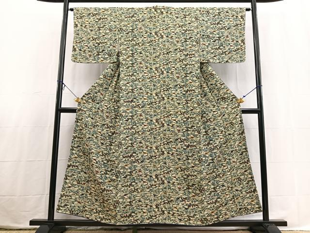 平和屋着物■上質な小紋 型染め 飛鶴草花文 正絹 逸品 BAAX3812yc