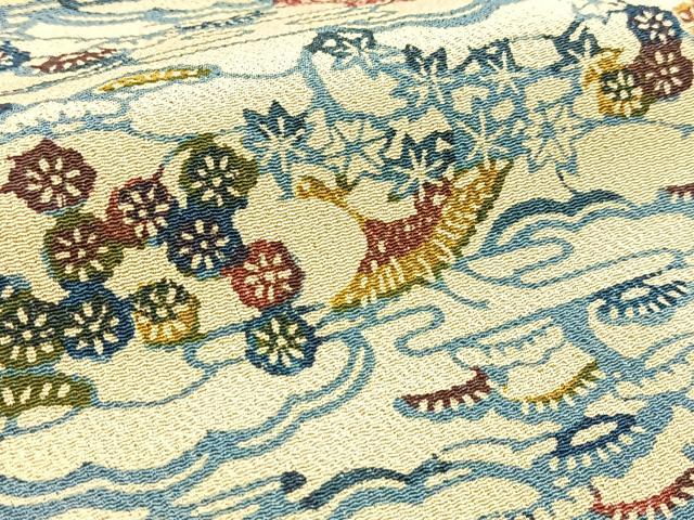 平和屋着物■上質な小紋 型染め 飛鶴草花文 正絹 逸品 BAAX3812yc