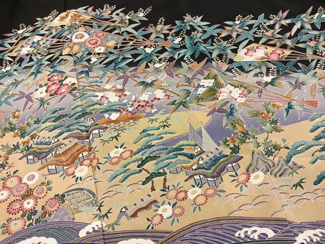 平和屋着物■豪華黒留袖 友禅 作家物 松竹梅 御所解文 正絹 逸品 BAAX3816yc