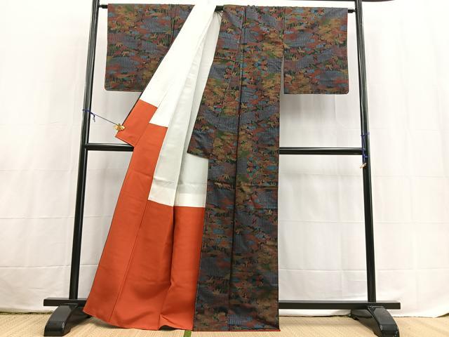 平和屋着物■本場大島紬 7マルキ 風景花文 正絹 逸品 未使用 BAAX3817yc