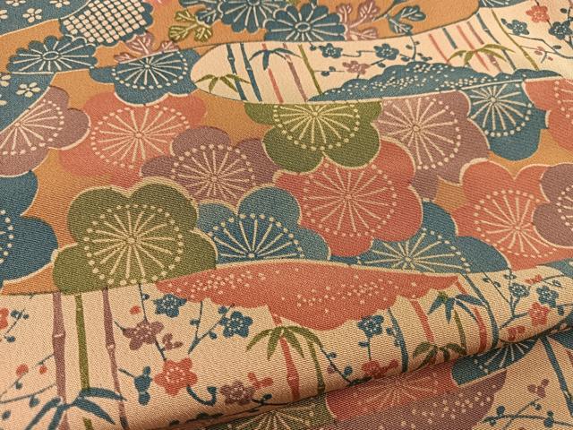 平和屋着物■上質な小紋 型染め エ霞花文 正絹 逸品 BAAX3827yc