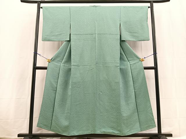 平和屋着物■上質な色無地 花地紋 錆浅葱色 正絹 逸品 BAAX3828yc