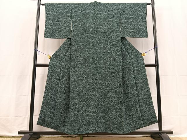 平和屋着物■上質な小紋 型絵染 草花文 鬼しぼ縮緬 正絹 逸品 BAAX3837yc