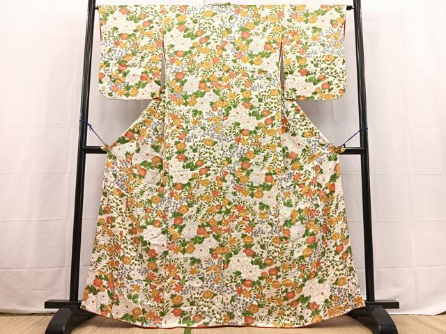 平和屋着物■上質な小紋 花尽くし 正絹 逸品 BAAX3838yc