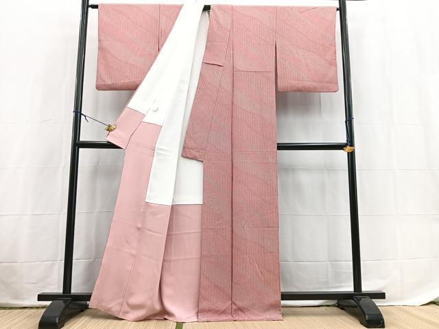 平和屋着物■上質な小紋 斜線文 正絹 逸品 BAAX3845yc