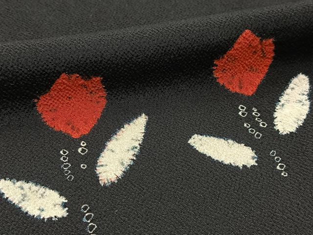 平和屋着物■上質な小紋 絞り 横段花文 黒地 正絹 逸品 BAAX3860yc