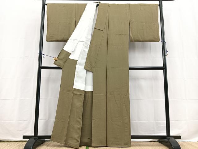 平和屋着物■上質な色無地 鶸茶色 正絹 逸品 BAAX3863yc