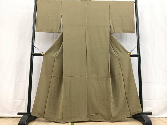 平和屋着物■上質な色無地 鶸茶色 正絹 逸品 BAAX3863yc