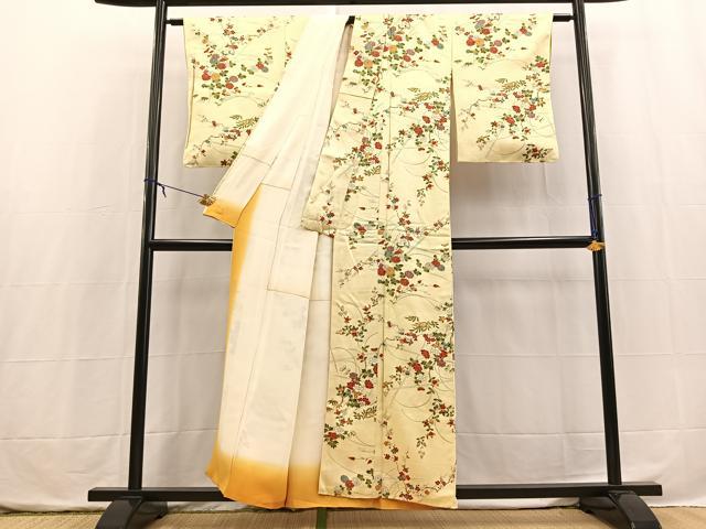 平和屋着物■上質な小紋 草花文 金彩 正絹 逸品 BAAX3864yc