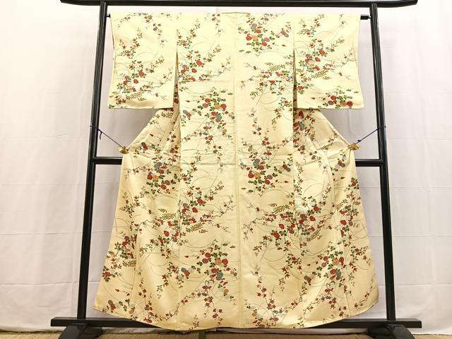 平和屋着物■上質な小紋 草花文 金彩 正絹 逸品 BAAX3864yc