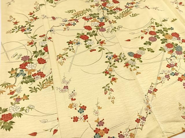 平和屋着物■上質な小紋 草花文 金彩 正絹 逸品 BAAX3864yc