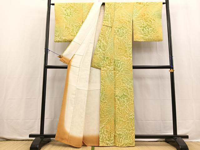 平和屋着物■上質な小紋 草葉シルエット 暈し染め 正絹 逸品 BAAX3868yc