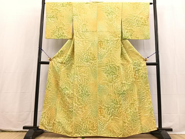 平和屋着物■上質な小紋 草葉シルエット 暈し染め 正絹 逸品 BAAX3868yc